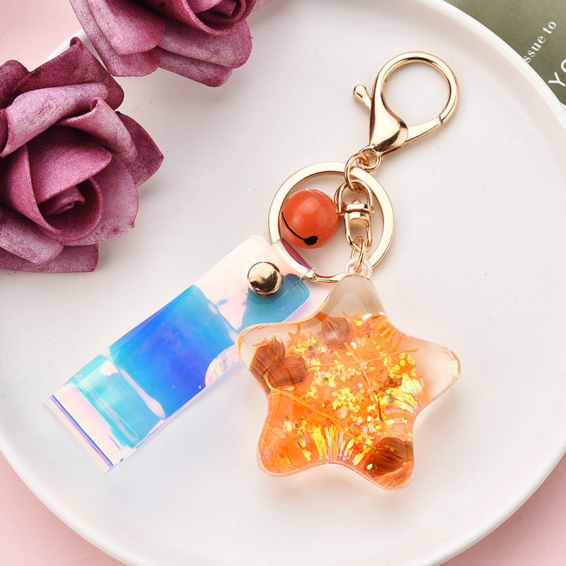 Wholesale Quicksand Glitter Acrylic Starfish Shell Keychain